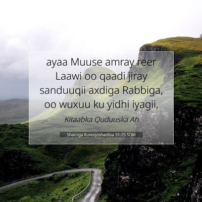 Picture 07 - Sharciga Kunoqoshadiisa 31:25 SOM - ayaa Muuse amray reer Laawi oo qaadi jiray - Bible Verse Picture