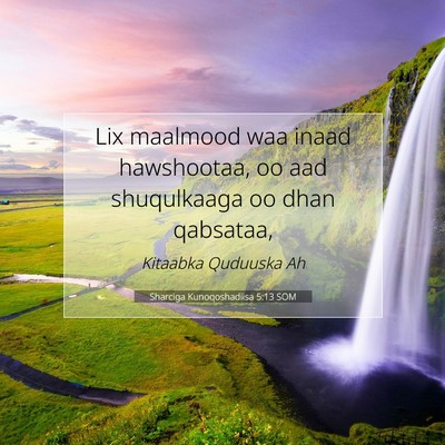 Picture 07 - Sharciga Kunoqoshadiisa 5:13 SOM - Lix maalmood waa inaad hawshootaa, oo aad - Bible Verse Picture
