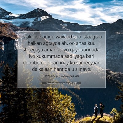 Picture 07 - Sharciga Kunoqoshadiisa 5:31 SOM - Laakiinse adigu waxaad soo istaagtaa halkan - Bible Verse Picture