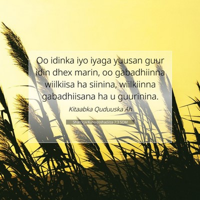 Picture 07 - Sharciga Kunoqoshadiisa 7:3 SOM - Oo idinka iyo iyaga yuusan guur idin dhex marin, - Bible Verse Picture