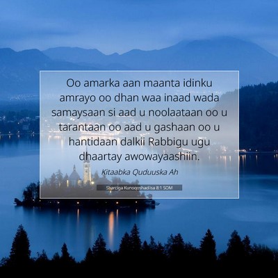 Picture 07 - Sharciga Kunoqoshadiisa 8:1 SOM - Oo amarka aan maanta idinku amrayo oo dhan waa - Bible Verse Picture