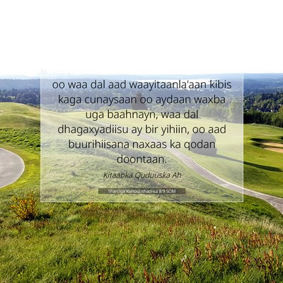Picture 07 - Sharciga Kunoqoshadiisa 8:9 SOM - oo waa dal aad waayitaanla'aan kibis kaga - Bible Verse Picture