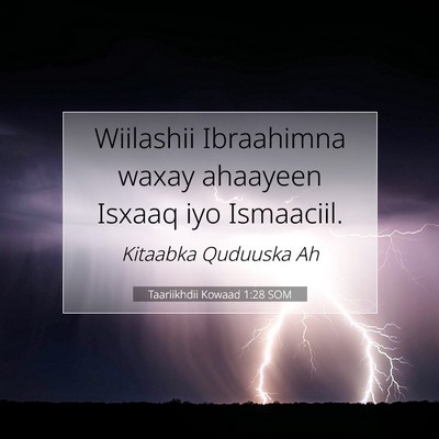 Picture 07 - Taariikhdii Kowaad 1:28 SOM - Wiilashii Ibraahimna waxay ahaayeen Isxaaq iyo - Bible Verse Picture