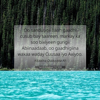 Picture 07 - Taariikhdii Kowaad 13:7 SOM - Oo sanduuqii Ilaah gaadhi cusub bay saareen, - Bible Verse Picture