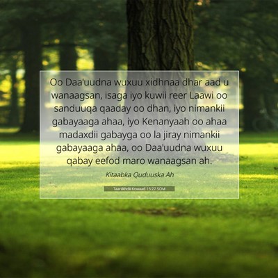 Picture 07 - Taariikhdii Kowaad 15:27 SOM - Oo Daa'uudna wuxuu xidhnaa dhar aad u wanaagsan, - Bible Verse Picture