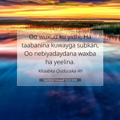 Picture 07 - Taariikhdii Kowaad 16:22 SOM - Oo wuxuu ku yidhi, Ha taabanina kuwayga subkan, - Bible Verse Picture