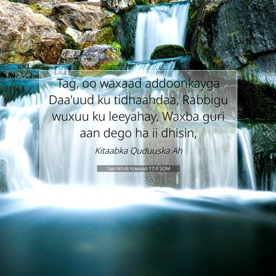 Picture 07 - Taariikhdii Kowaad 17:4 SOM - Tag, oo waxaad addoonkayga Daa'uud ku tidhaahdaa, - Bible Verse Picture