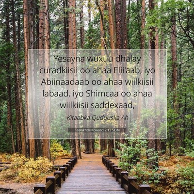 Picture 07 - Taariikhdii Kowaad 2:13 SOM - Yesayna wuxuu dhalay curadkiisii oo ahaa - Bible Verse Picture