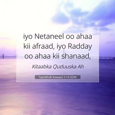 Picture 07 - Taariikhdii Kowaad 2:14 SOM - iyo Netaneel oo ahaa kii afraad, iyo Radday oo - Bible Verse Picture