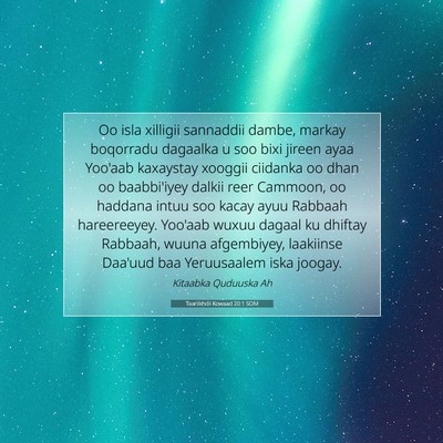 Picture 07 - Taariikhdii Kowaad 20:1 SOM - Oo isla xilligii sannaddii dambe, markay - Bible Verse Picture