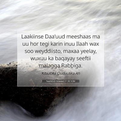 Picture 07 - Taariikhdii Kowaad 21:30 SOM - Laakiinse Daa'uud meeshaas ma uu hor tegi karin - Bible Verse Picture