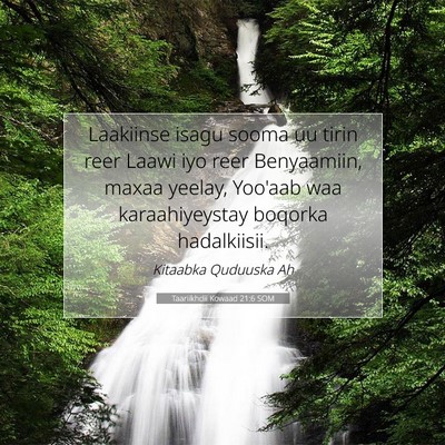 Picture 07 - Taariikhdii Kowaad 21:6 SOM - Laakiinse isagu sooma uu tirin reer Laawi iyo - Bible Verse Picture