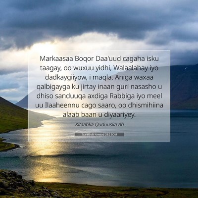 Picture 07 - Taariikhdii Kowaad 28:2 SOM - Markaasaa Boqor Daa'uud cagaha isku taagay, oo - Bible Verse Picture