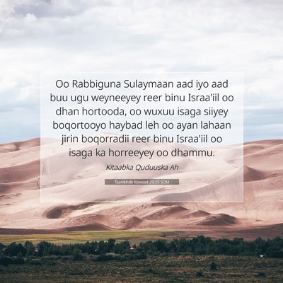 Picture 07 - Taariikhdii Kowaad 29:25 SOM - Oo Rabbiguna Sulaymaan aad iyo aad buu ugu - Bible Verse Picture