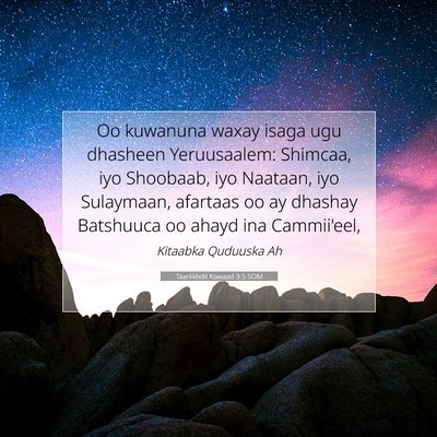 Picture 07 - Taariikhdii Kowaad 3:5 SOM - Oo kuwanuna waxay isaga ugu dhasheen Yeruusaalem: - Bible Verse Picture