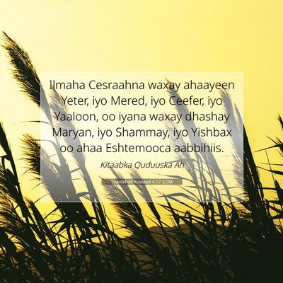 Picture 07 - Taariikhdii Kowaad 4:17 SOM - Ilmaha Cesraahna waxay ahaayeen Yeter, iyo Mered, - Bible Verse Picture
