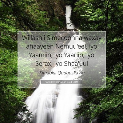 Picture 07 - Taariikhdii Kowaad 4:24 SOM - Wiilashii Simecoonna waxay ahaayeen Nemuu'eel, - Bible Verse Picture