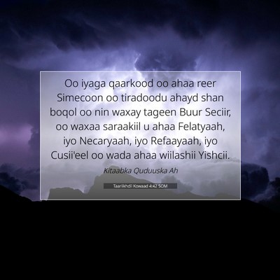 Picture 07 - Taariikhdii Kowaad 4:42 SOM - Oo iyaga qaarkood oo ahaa reer Simecoon oo - Bible Verse Picture