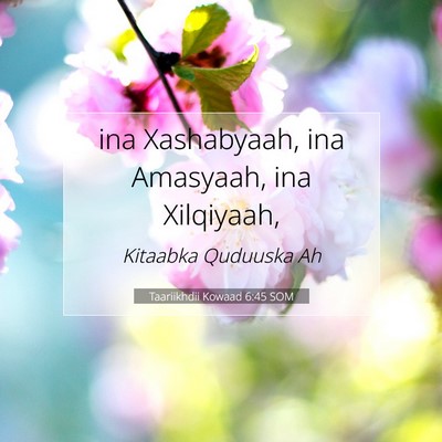 Picture 07 - Taariikhdii Kowaad 6:45 SOM - ina Xashabyaah, ina Amasyaah, ina - Bible Verse Picture