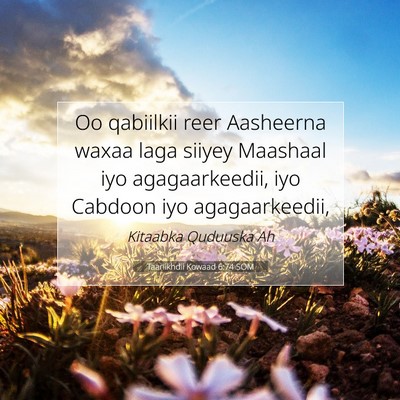 Picture 07 - Taariikhdii Kowaad 6:74 SOM - Oo qabiilkii reer Aasheerna waxaa laga siiyey - Bible Verse Picture