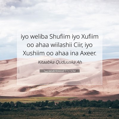 Picture 07 - Taariikhdii Kowaad 7:12 SOM - iyo weliba Shufiim iyo Xufiim oo ahaa wiilashii - Bible Verse Picture