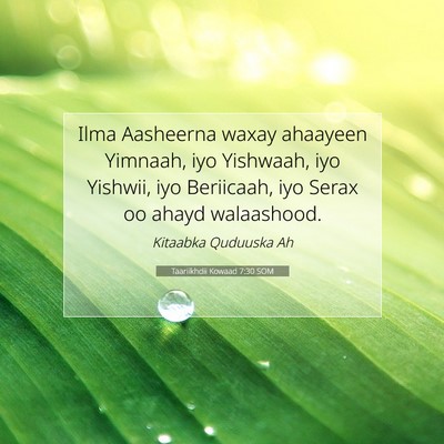 Picture 07 - Taariikhdii Kowaad 7:30 SOM - Ilma Aasheerna waxay ahaayeen Yimnaah, iyo - Bible Verse Picture