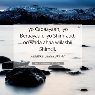 Picture 07 - Taariikhdii Kowaad 8:21 SOM - iyo Cadaayaah, iyo Beraayaah, iyo Shimraad, oo - Bible Verse Picture
