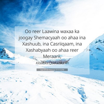 Picture 07 - Taariikhdii Kowaad 9:14 SOM - Oo reer Laawina waxaa ka joogay Shemacyaah oo - Bible Verse Picture