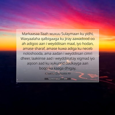 Picture 07 - Taariikhdii Labaad 1:11 SOM - Markaasaa Ilaah wuxuu Sulaymaan ku yidhi, - Bible Verse Picture