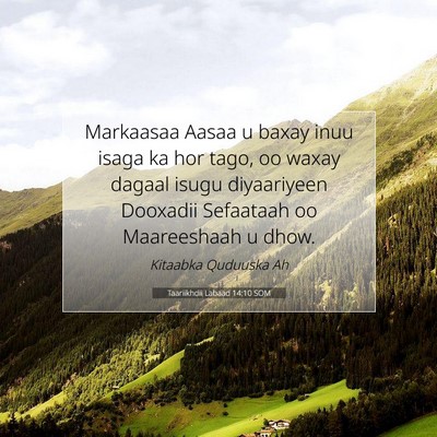 Picture 07 - Taariikhdii Labaad 14:10 SOM - Markaasaa Aasaa u baxay inuu isaga ka hor tago, - Bible Verse Picture