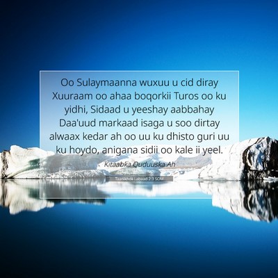 Picture 07 - Taariikhdii Labaad 2:3 SOM - Oo Sulaymaanna wuxuu u cid diray Xuuraam oo ahaa - Bible Verse Picture