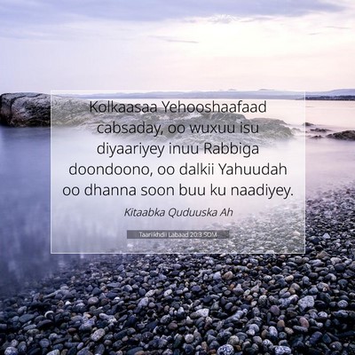 Picture 07 - Taariikhdii Labaad 20:3 SOM - Kolkaasaa Yehooshaafaad cabsaday, oo wuxuu isu - Bible Verse Picture