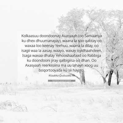 Picture 07 - Taariikhdii Labaad 22:9 SOM - Kolkaasuu doondoonay Axasyaah (oo Samaariya ku - Bible Verse Picture