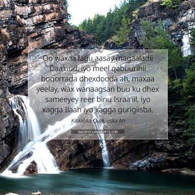 Picture 07 - Taariikhdii Labaad 24:16 SOM - Oo waxaa lagu aasay magaaladii Daa'uud, iyo meel - Bible Verse Picture