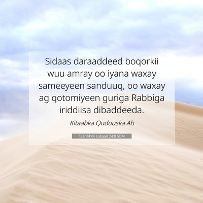 Picture 07 - Taariikhdii Labaad 24:8 SOM - Sidaas daraaddeed boqorkii wuu amray oo iyana - Bible Verse Picture