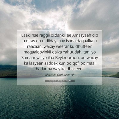 Picture 07 - Taariikhdii Labaad 25:13 SOM - Laakiinse raggii ciidankii ee Amasyaah dib u - Bible Verse Picture