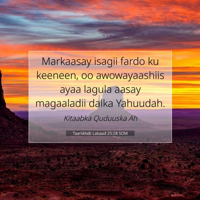 Picture 07 - Taariikhdii Labaad 25:28 SOM - Markaasay isagii fardo ku keeneen, oo - Bible Verse Picture
