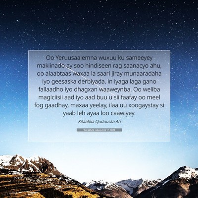 Picture 07 - Taariikhdii Labaad 26:15 SOM - Oo Yeruusaalemna wuxuu ku sameeyey makiinado ay - Bible Verse Picture