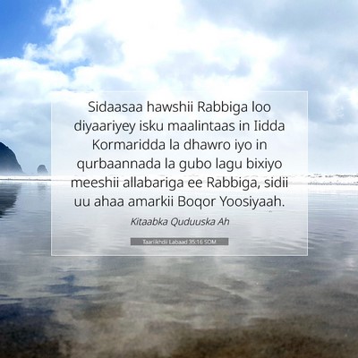 Picture 07 - Taariikhdii Labaad 35:16 SOM - Sidaasaa hawshii Rabbiga loo diyaariyey isku - Bible Verse Picture