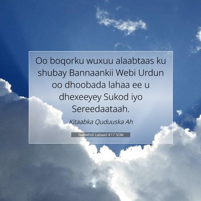 Picture 07 - Taariikhdii Labaad 4:17 SOM - Oo boqorku wuxuu alaabtaas ku shubay Bannaankii - Bible Verse Picture