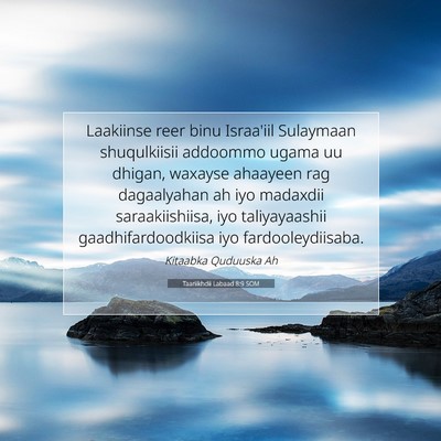 Picture 07 - Taariikhdii Labaad 8:9 SOM - Laakiinse reer binu Israa'iil Sulaymaan - Bible Verse Picture