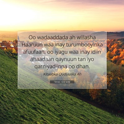 Picture 07 - Tirintii 10:8 SOM - Oo wadaaddada ah wiilasha Haaruun waa inay - Bible Verse Picture