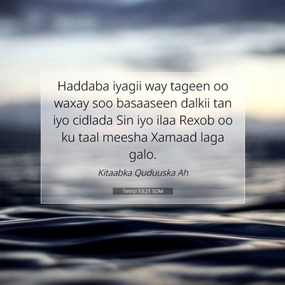 Picture 07 - Tirintii 13:21 SOM - Haddaba iyagii way tageen oo waxay soo basaaseen - Bible Verse Picture