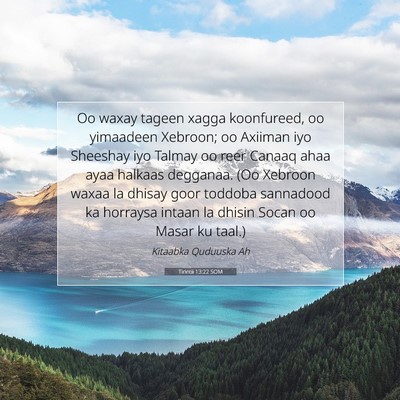 Picture 07 - Tirintii 13:22 SOM - Oo waxay tageen xagga koonfureed, oo yimaadeen - Bible Verse Picture