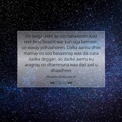 Picture 07 - Tirintii 13:32 SOM - Oo iyagu dalkii ay soo basaaseen ayay reer binu - Bible Verse Picture