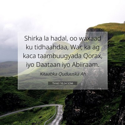 Picture 07 - Tirintii 16:24 SOM - Shirka la hadal, oo waxaad ku tidhaahdaa, War, ka - Bible Verse Picture