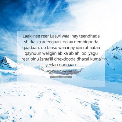 Picture 07 - Tirintii 18:23 SOM - Laakiinse reer Laawi waa inay teendhada shirka ka - Bible Verse Picture