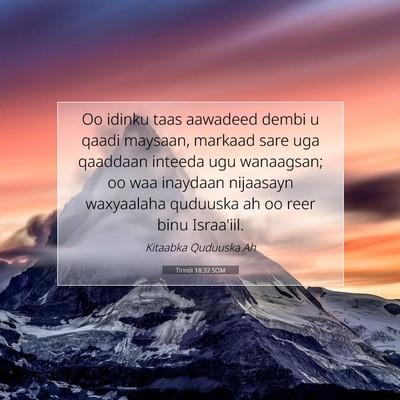 Picture 07 - Tirintii 18:32 SOM - Oo idinku taas aawadeed dembi u qaadi maysaan, - Bible Verse Picture