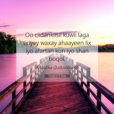 Picture 07 - Tirintii 2:11 SOM - Oo ciidankiisii kuwii laga tiriyey waxay ahaayeen - Bible Verse Picture