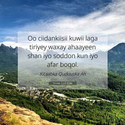 Picture 07 - Tirintii 2:23 SOM - Oo ciidankiisii kuwii laga tiriyey waxay ahaayeen - Bible Verse Picture